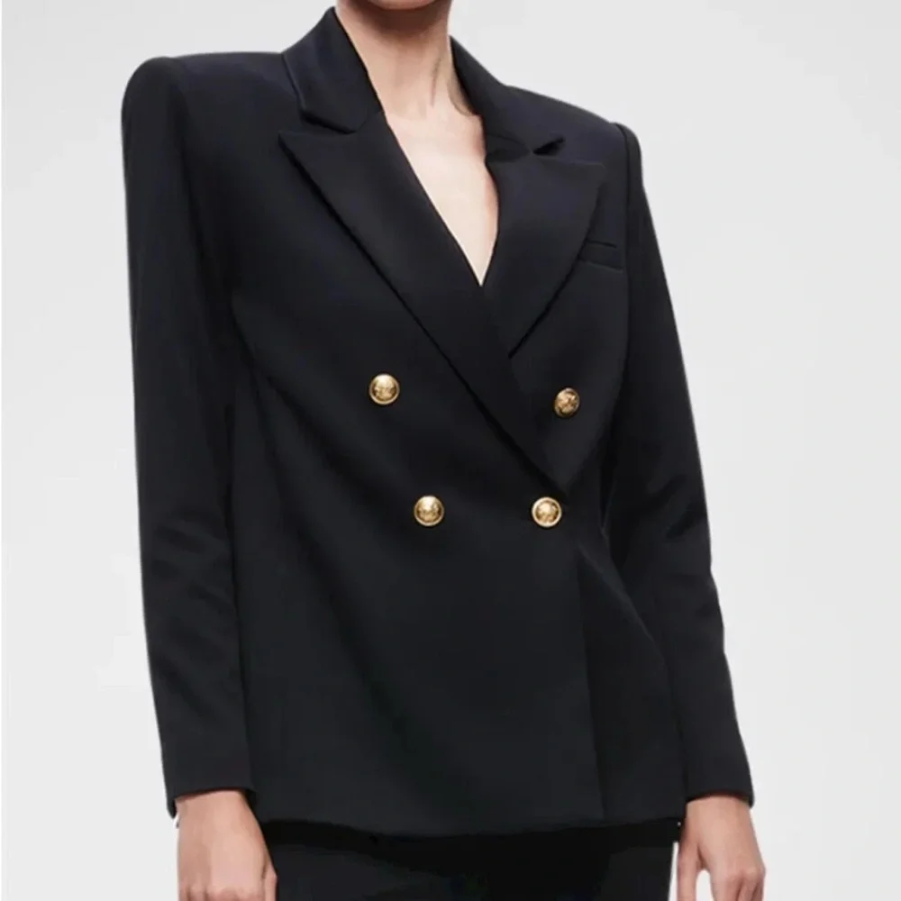 Alice + Olivia Black Blazer with Gold Buttons - Picture 4 of 8
